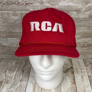 Vintage RCA Red White Embroidered Rope Men's OSFA Adjustable San Sun Cap Hat